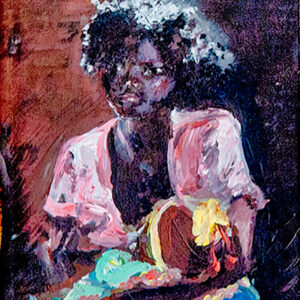 jeanine bousie une fugitive allaitante nursing refugee 20x30 cm acrylverd op karton