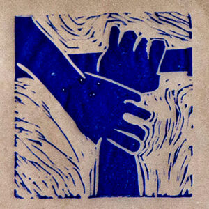 innerlijke beelden jeanine bousie let it go lino op kalkpapier 14x15cm op kalkpapier