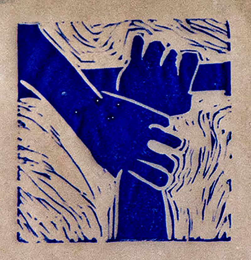 innerlijke beelden jeanine bousie let it go lino op kalkpapier 14x15cm op kalkpapier